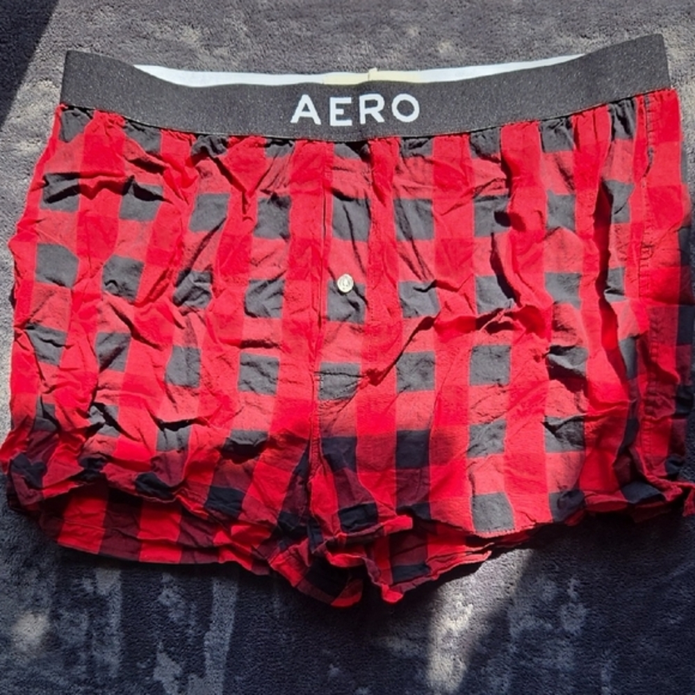 Aeropostale Red and Black Checkered Boxers